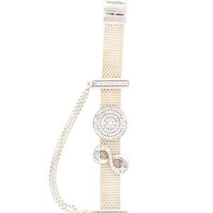 CZ PANDORA Sterling Silvers 925 Charms Safety Chain Mesh Bracelet